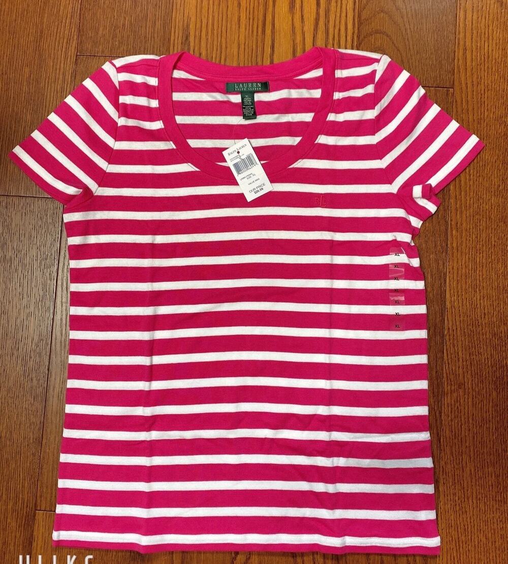 NWT LAUREN RALPH LAUREN Women's Stretch Cotton Crewneck T-Shirt XL